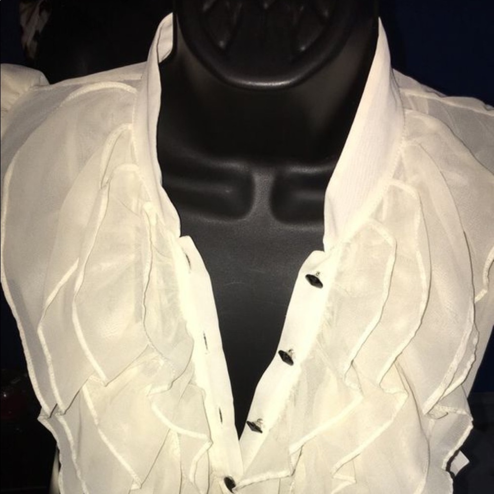 White and black ruffles dress 4S